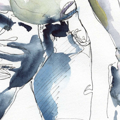 Blue Jeans and Beard - Original Watercolor Painting Artist Brenden Sanborn