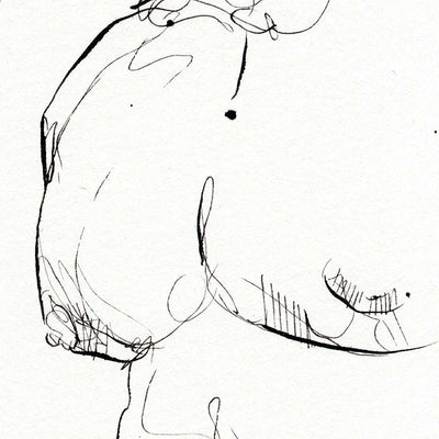 Handsome Bearded Muscle Guy - Original Ink on Paper Artist Brenden Sanborn