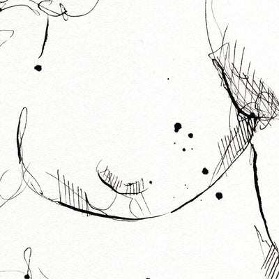 Handsome Bearded Muscle Guy - Original Ink on Paper Artist Brenden Sanborn