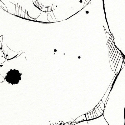 Handsome Bearded Muscle Guy - Original Ink on Paper Artist Brenden Sanborn