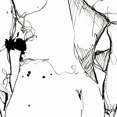 Men At the Resort - Original Ink on Paper Artist Brenden Sanborn