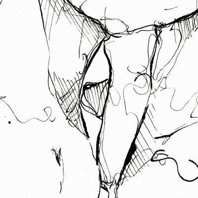 Men At the Resort - Original Ink on Paper Artist Brenden Sanborn