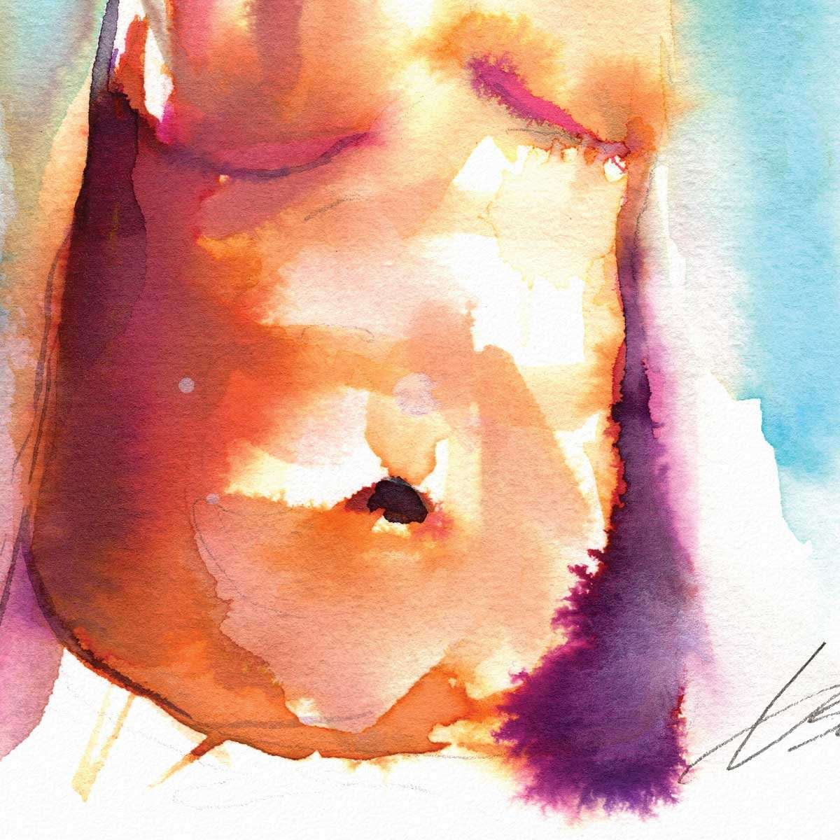 Handsome Man in a Hoodie  - Original Watercolor Painting