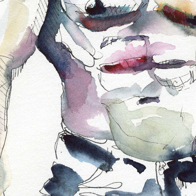 Blue Jeans and Beard - Original Watercolor Painting Artist Brenden Sanborn