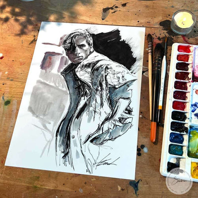 I Saw Him in London - Original Ink on Paper Artist Brenden Sanborn