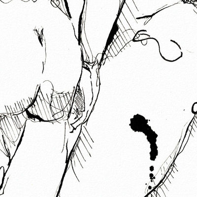 Men At the Resort - Original Ink on Paper Artist Brenden Sanborn