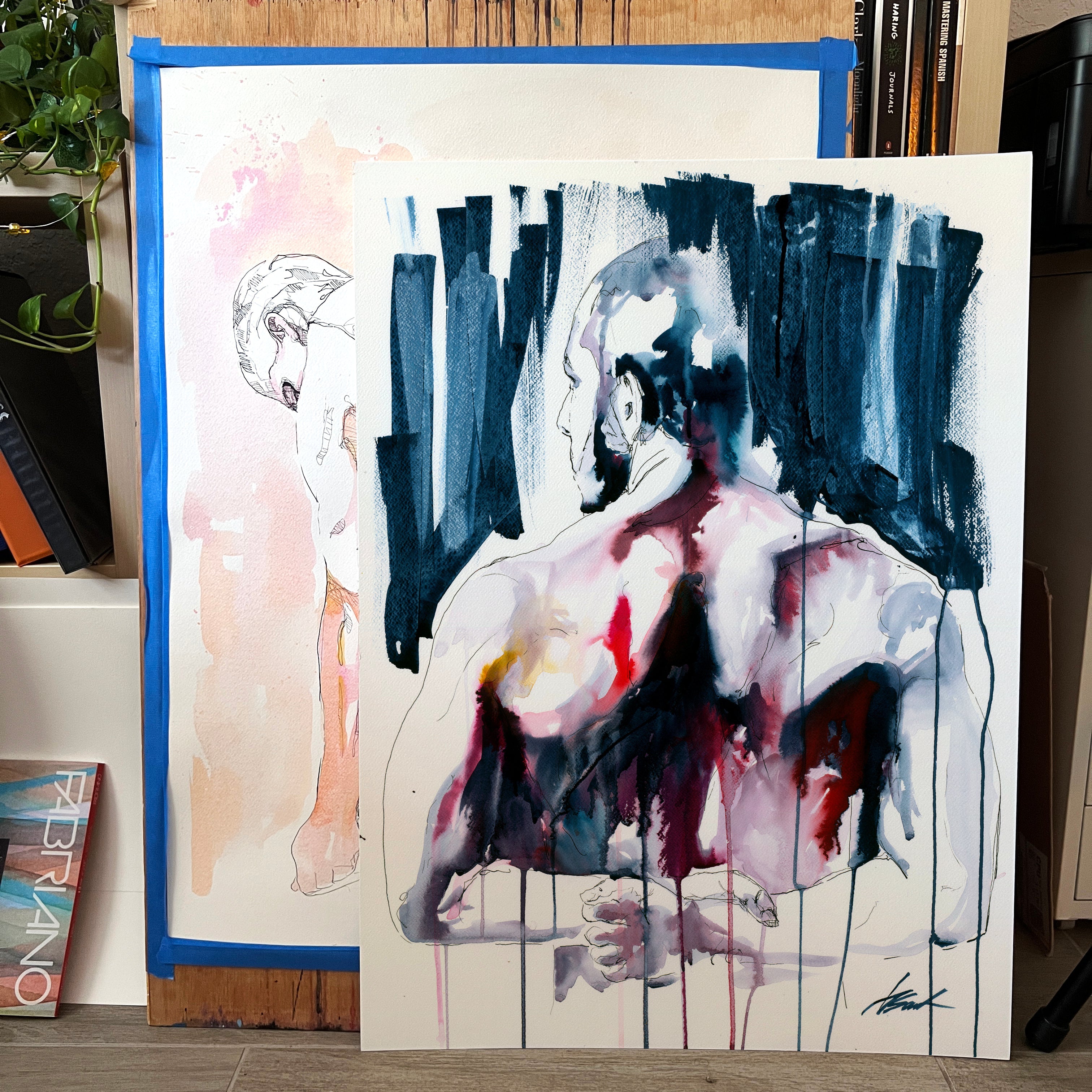 Echoes Beneath the Surface – 22x30" Original Watercolor Artist Brenden Sanborn