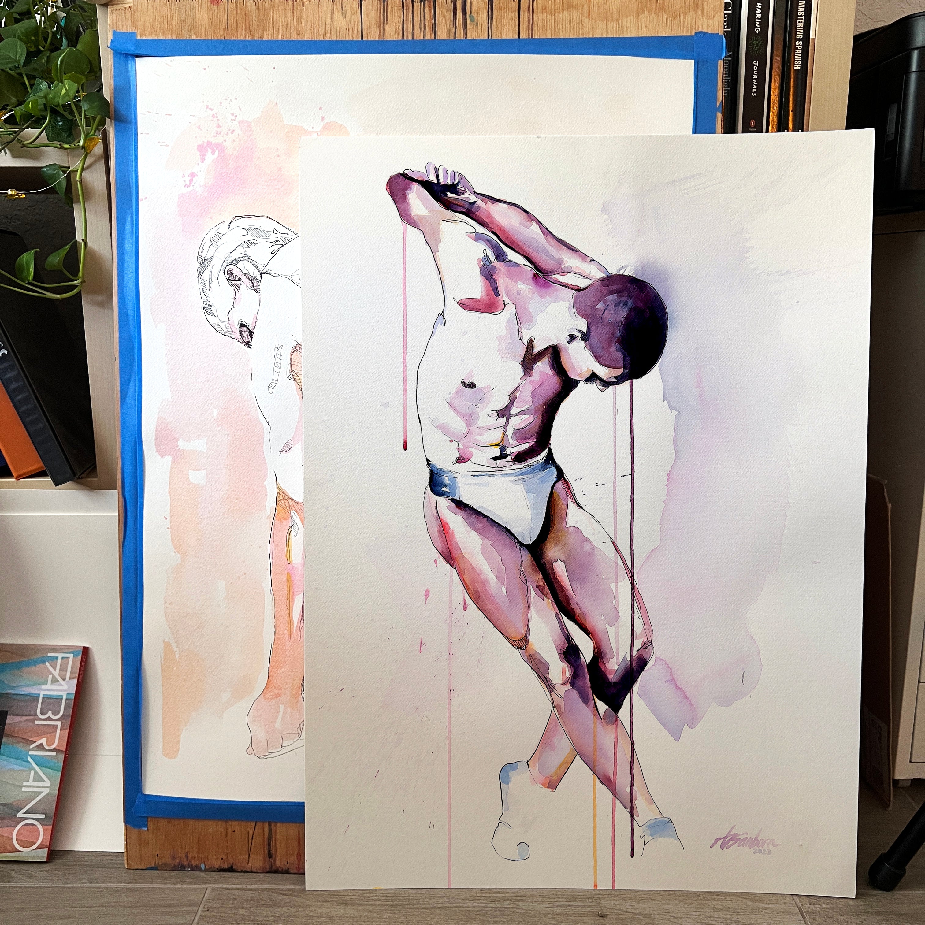 Grace in Tension – 22x30" Original Watercolor Artist Brenden Sanborn