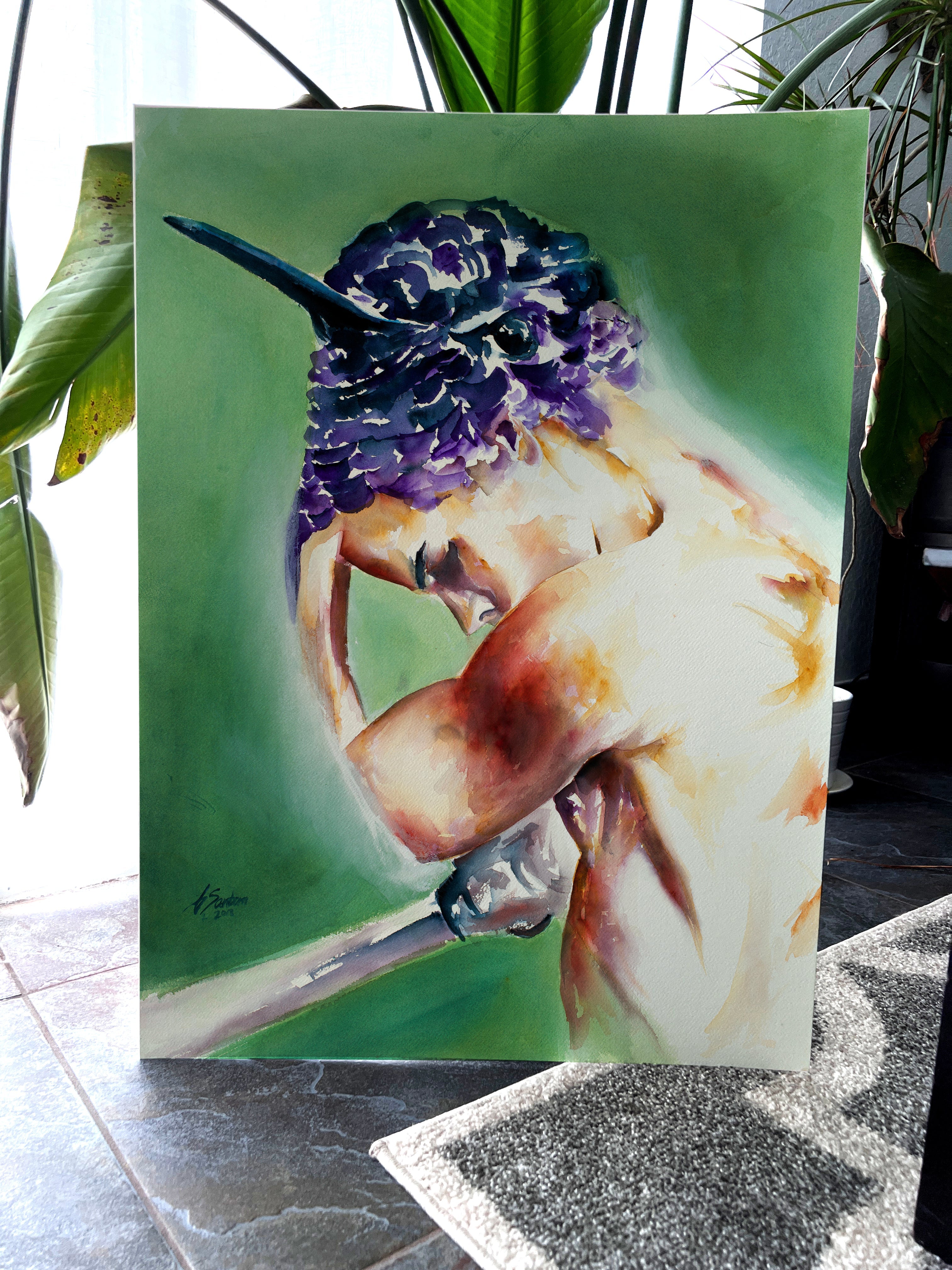 The Humming of His Thoughts – 22x30" Original Watercolor Artist Brenden Sanborn