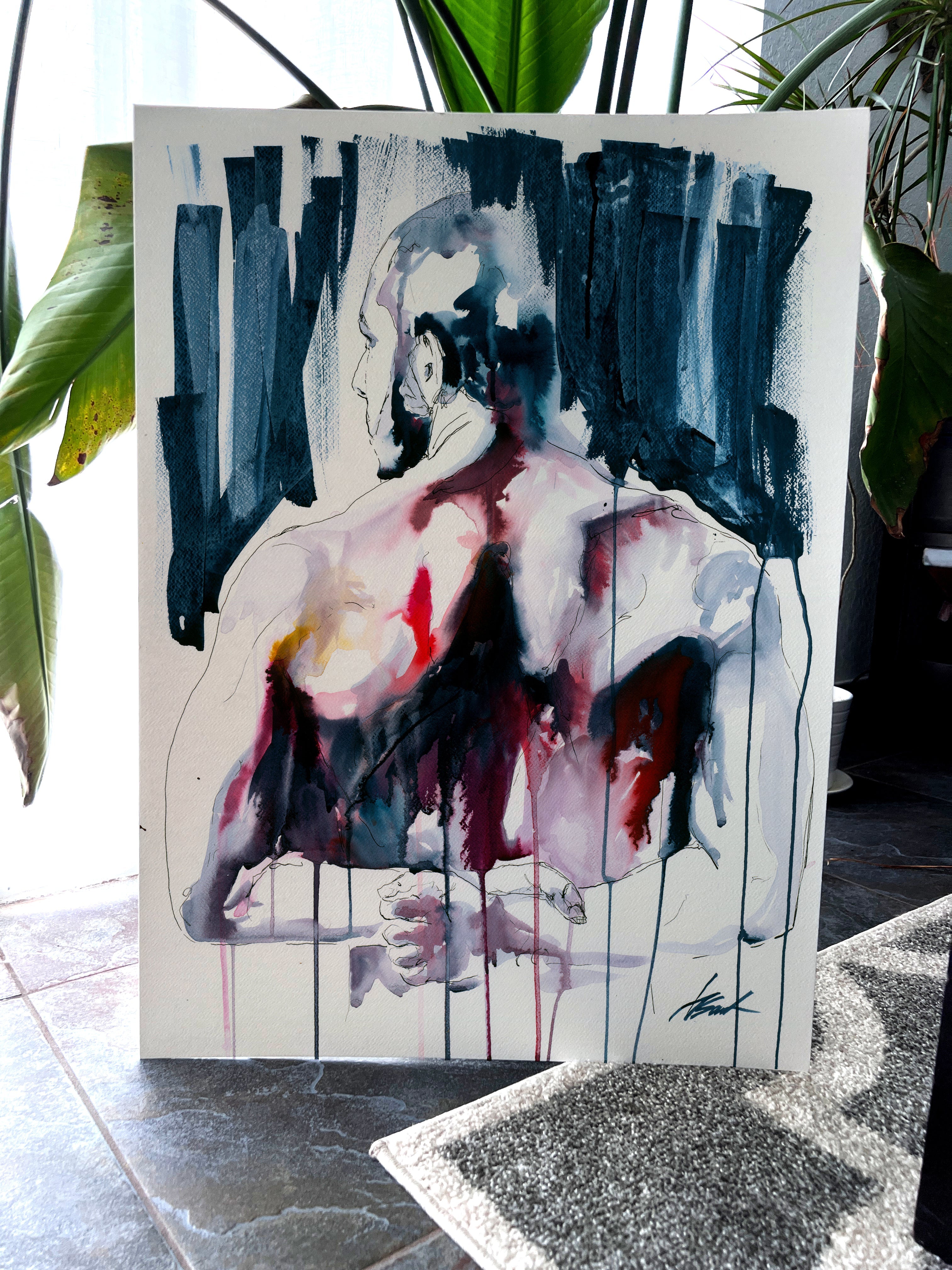 Echoes Beneath the Surface – 22x30" Original Watercolor Artist Brenden Sanborn