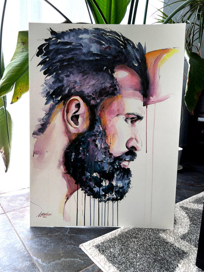 Weight of Quiet Fire – 22x30" Original Watercolor Artist Brenden Sanborn