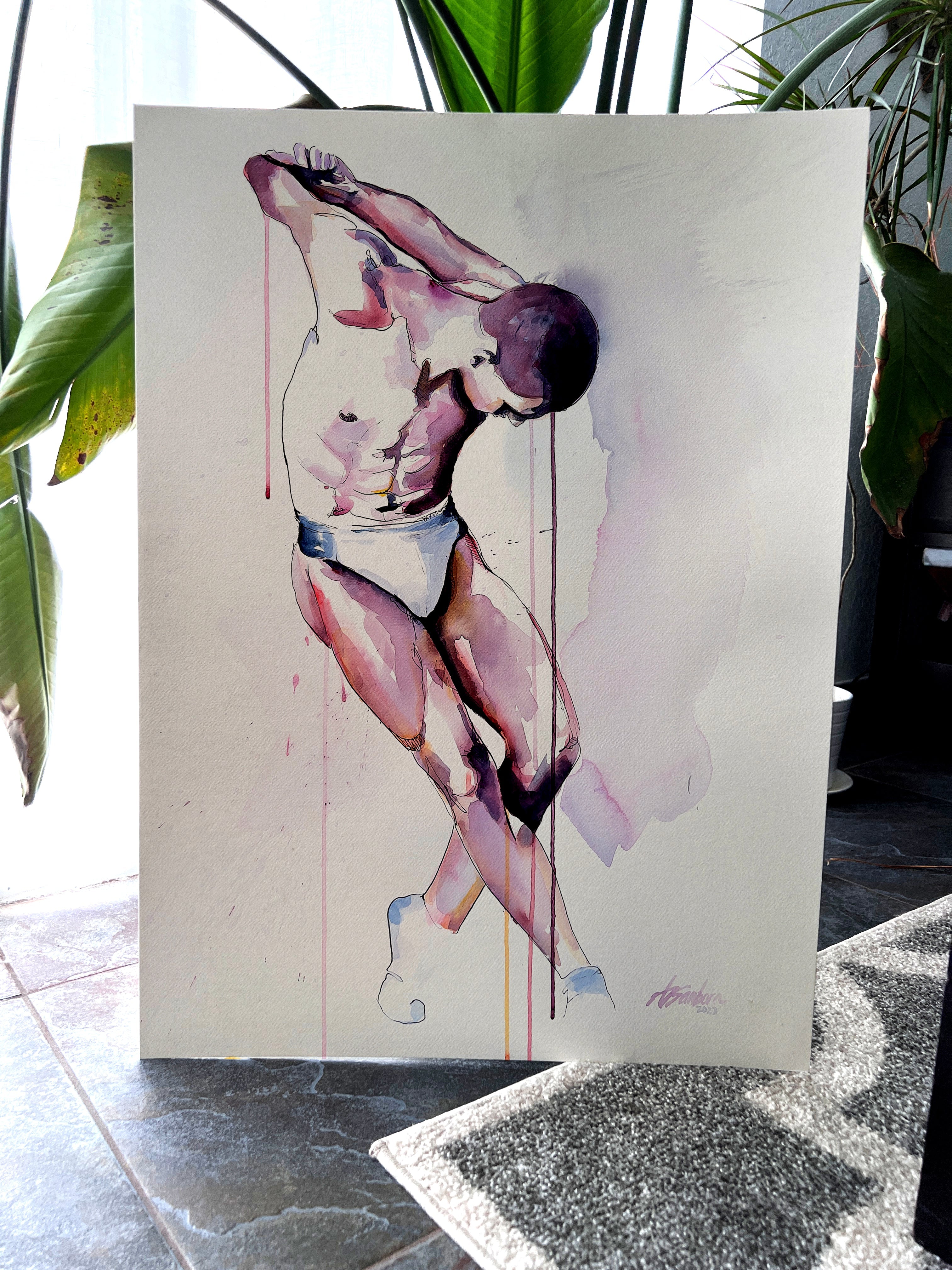 Grace in Tension – 22x30" Original Watercolor Artist Brenden Sanborn