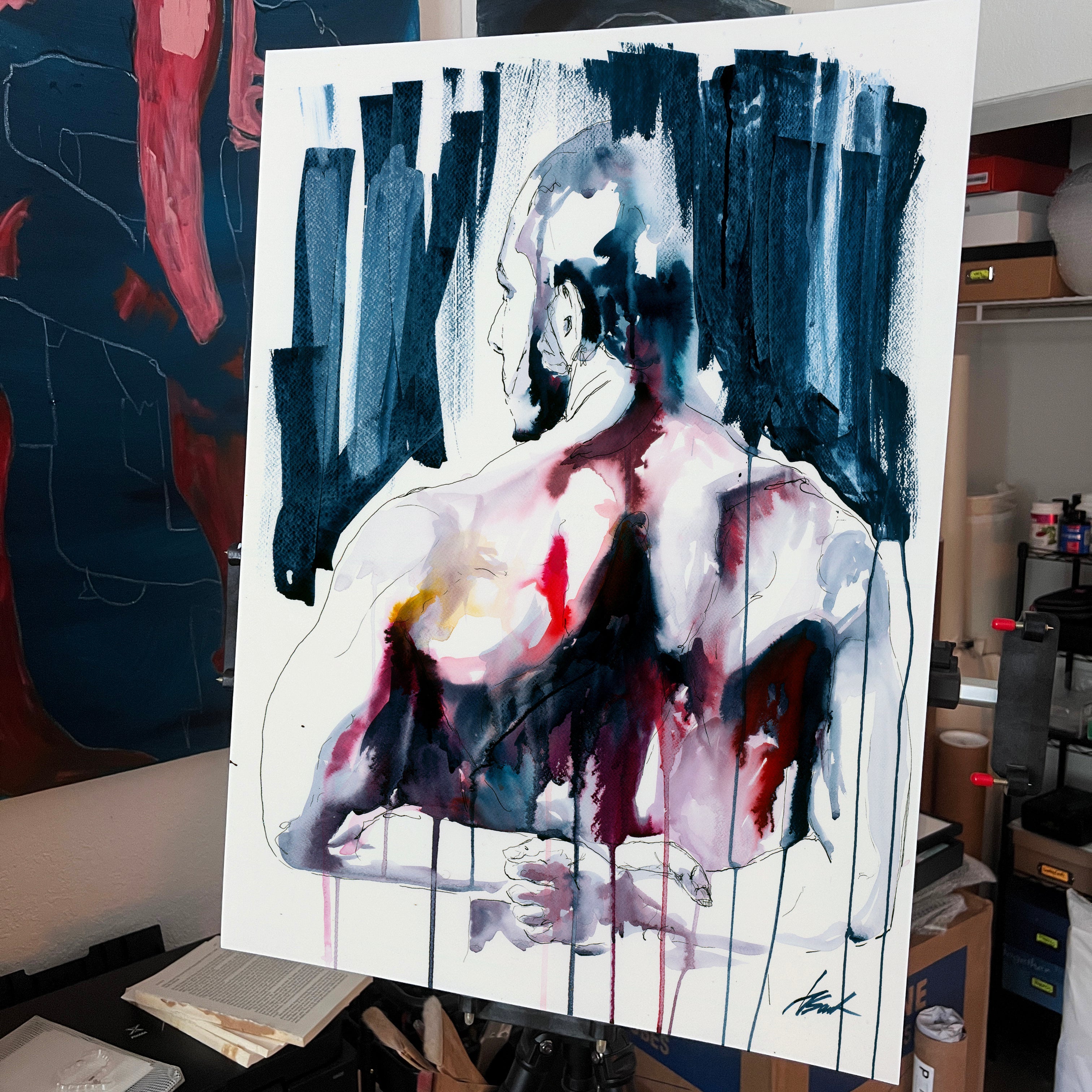 Echoes Beneath the Surface – 22x30" Original Watercolor Artist Brenden Sanborn