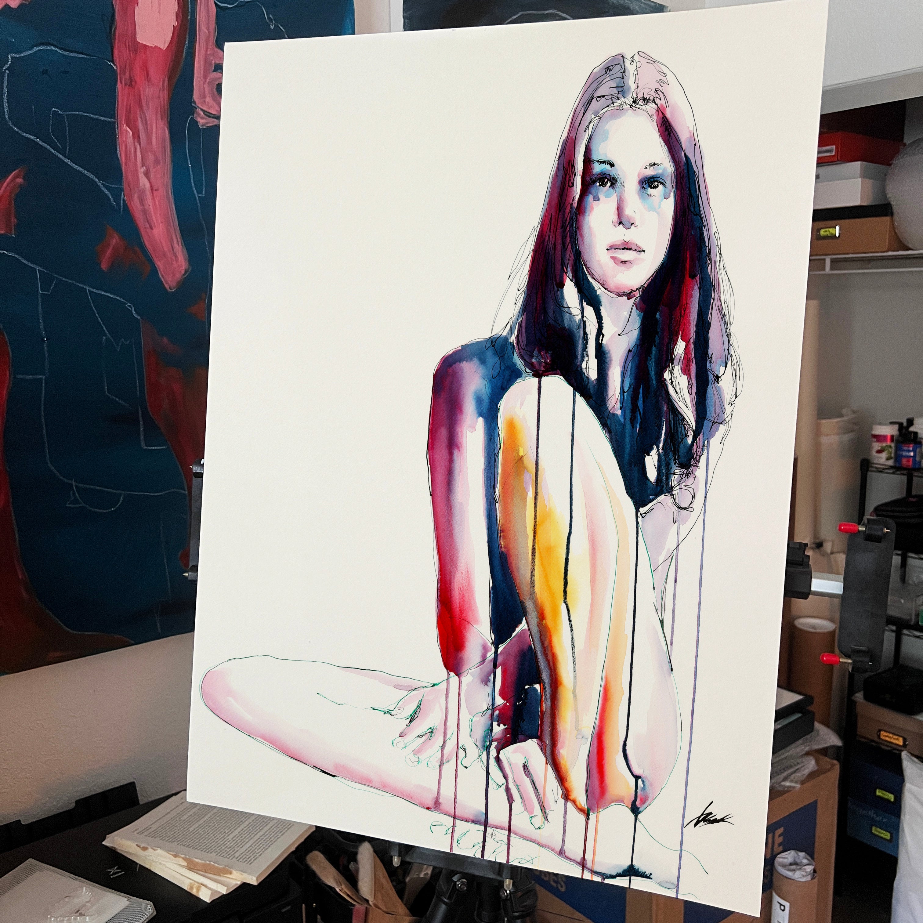 She Belonged to the Night – 22x30" Original Watercolor Artist Brenden Sanborn