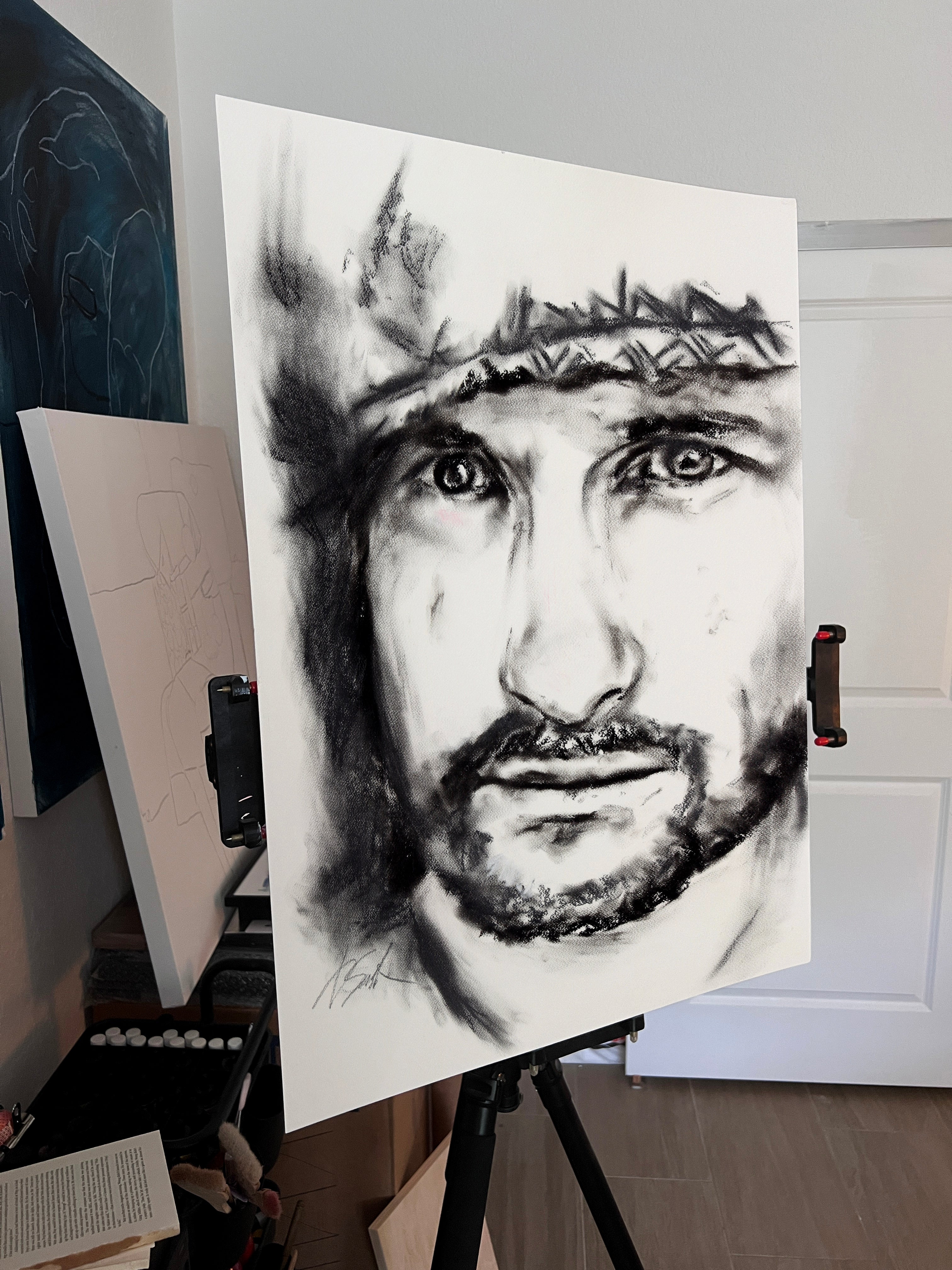 Where the Light Pauses – 22x30" Original Charcoal Artist Brenden Sanborn