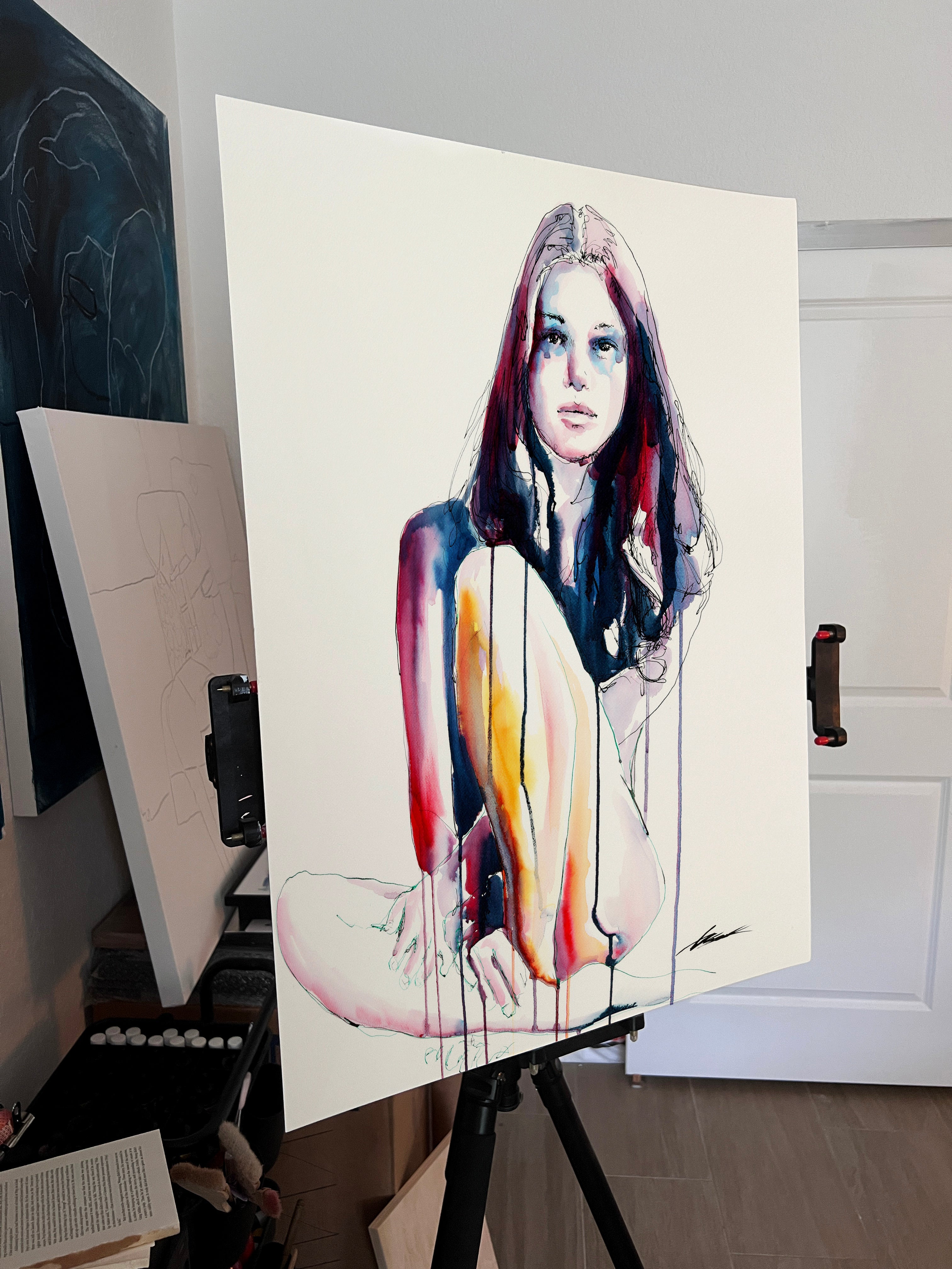 She Belonged to the Night – 22x30" Original Watercolor Artist Brenden Sanborn