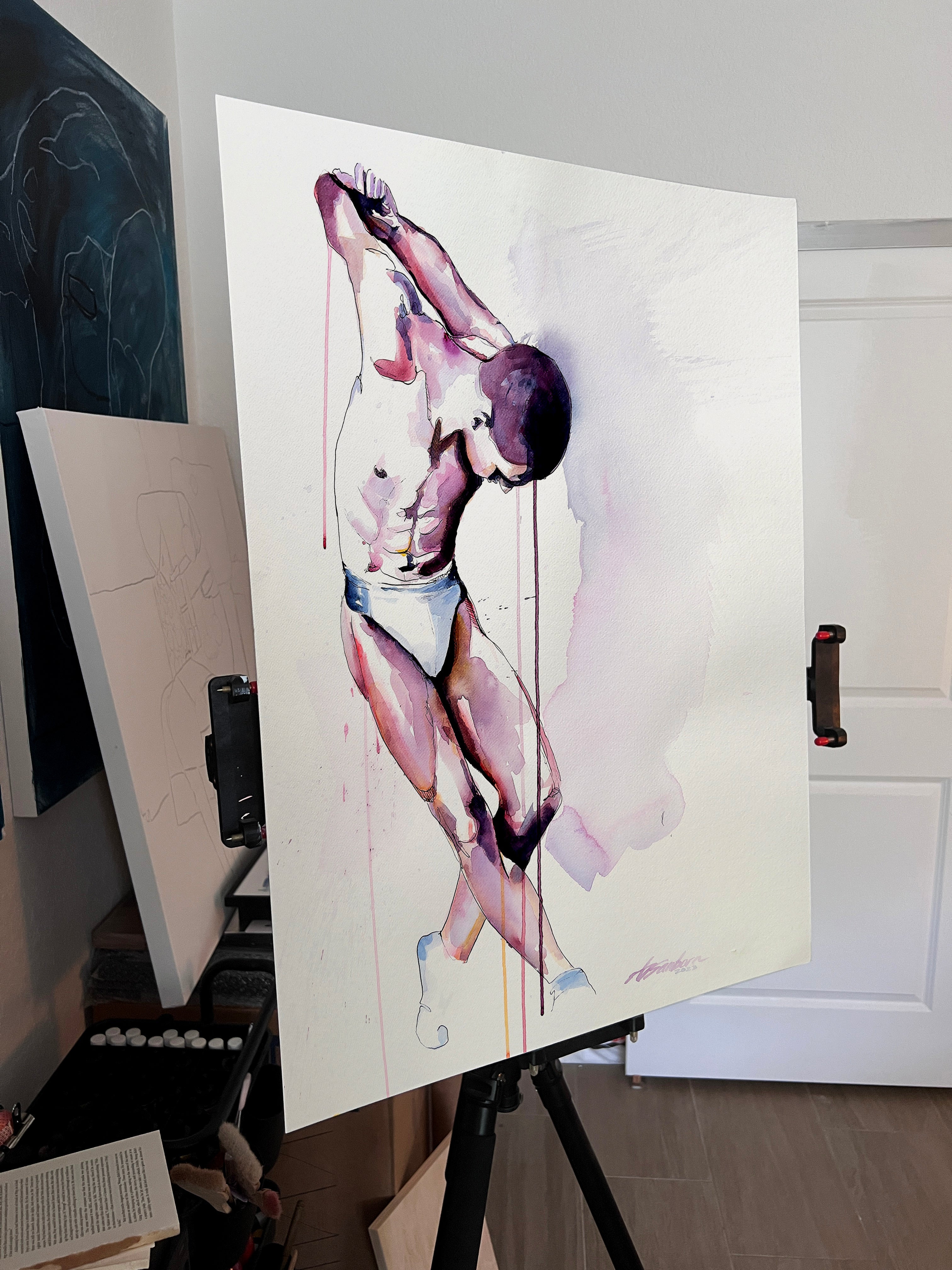 Grace in Tension – 22x30" Original Watercolor Artist Brenden Sanborn