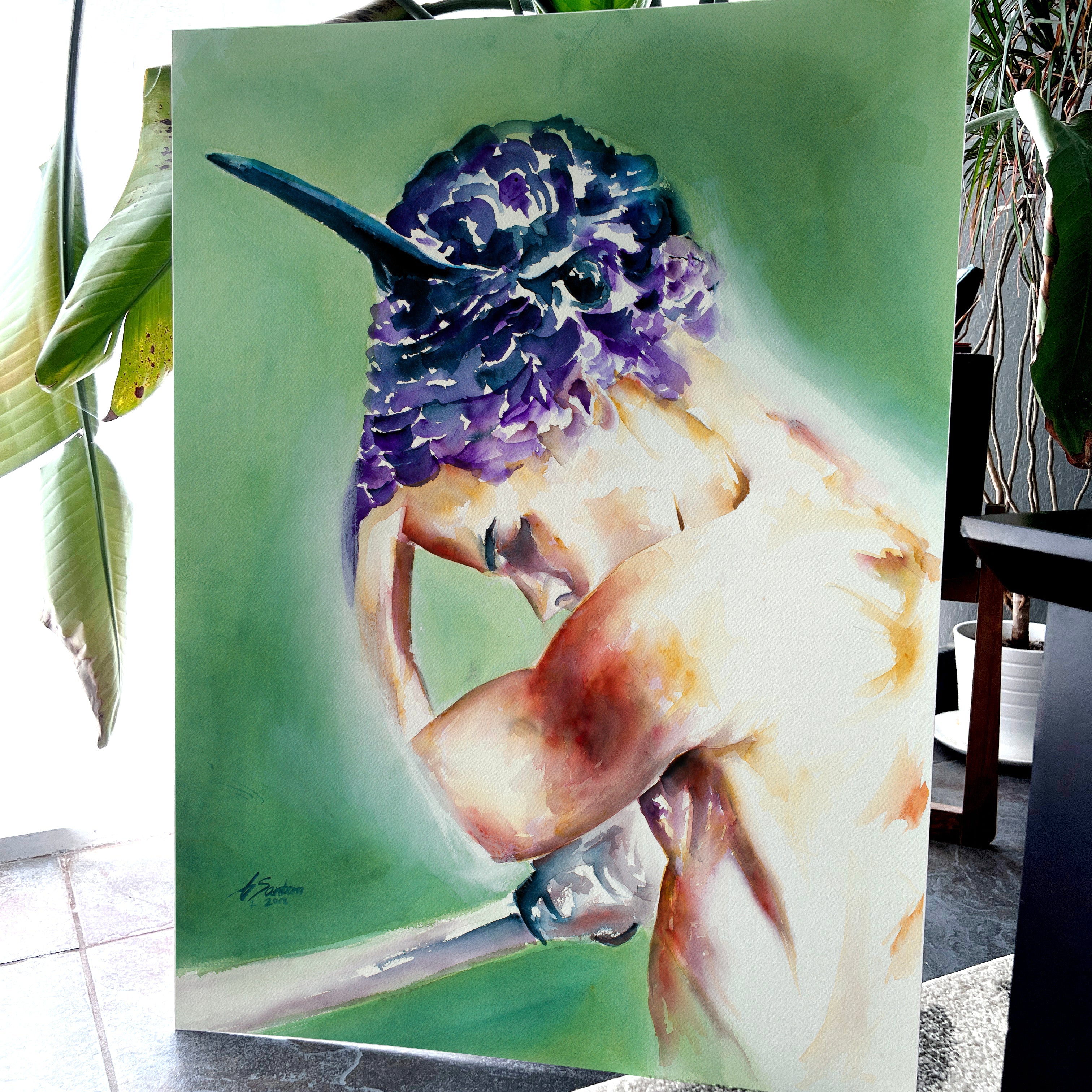 The Humming of His Thoughts – 22x30" Original Watercolor Artist Brenden Sanborn