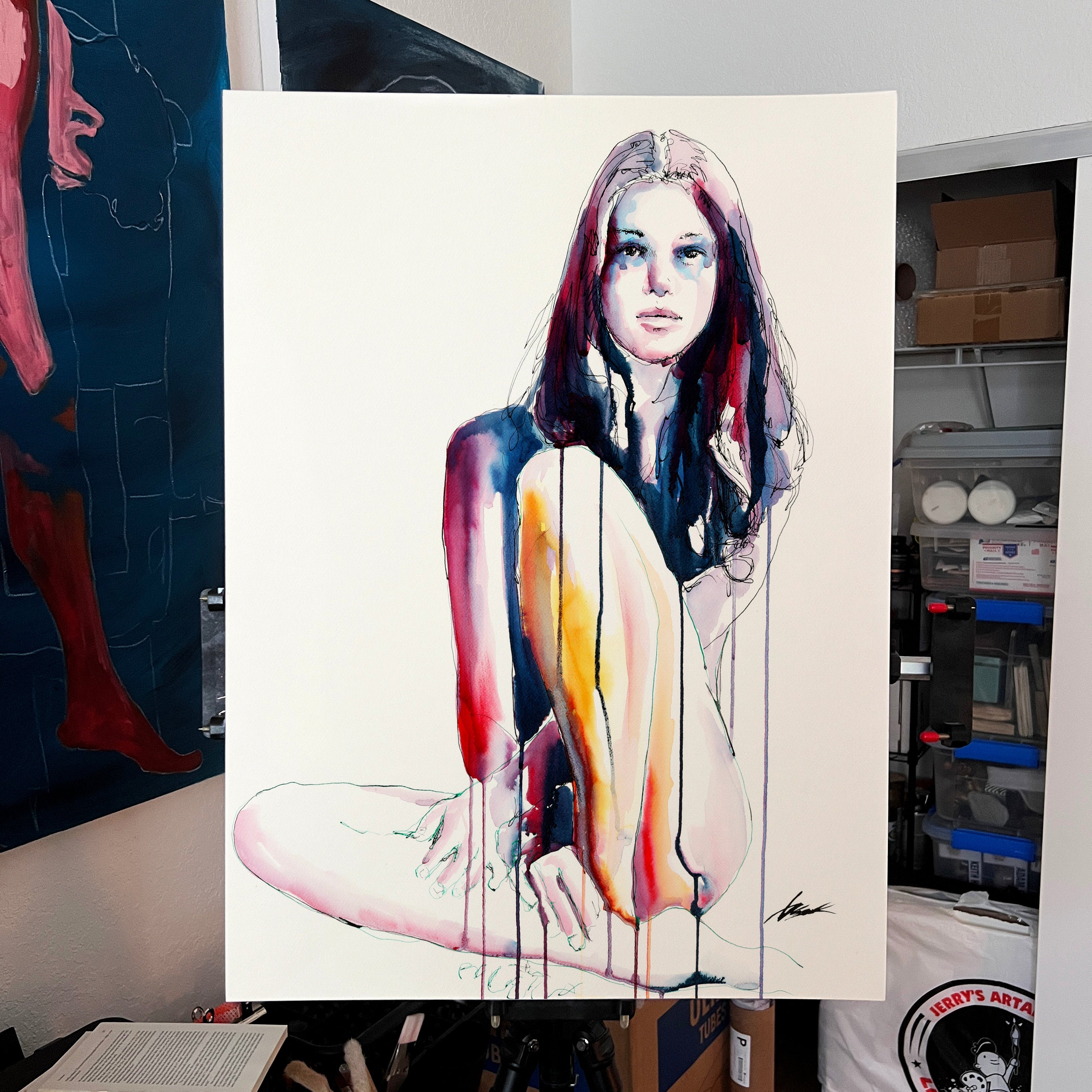 She Belonged to the Night – 22x30" Original Watercolor Artist Brenden Sanborn