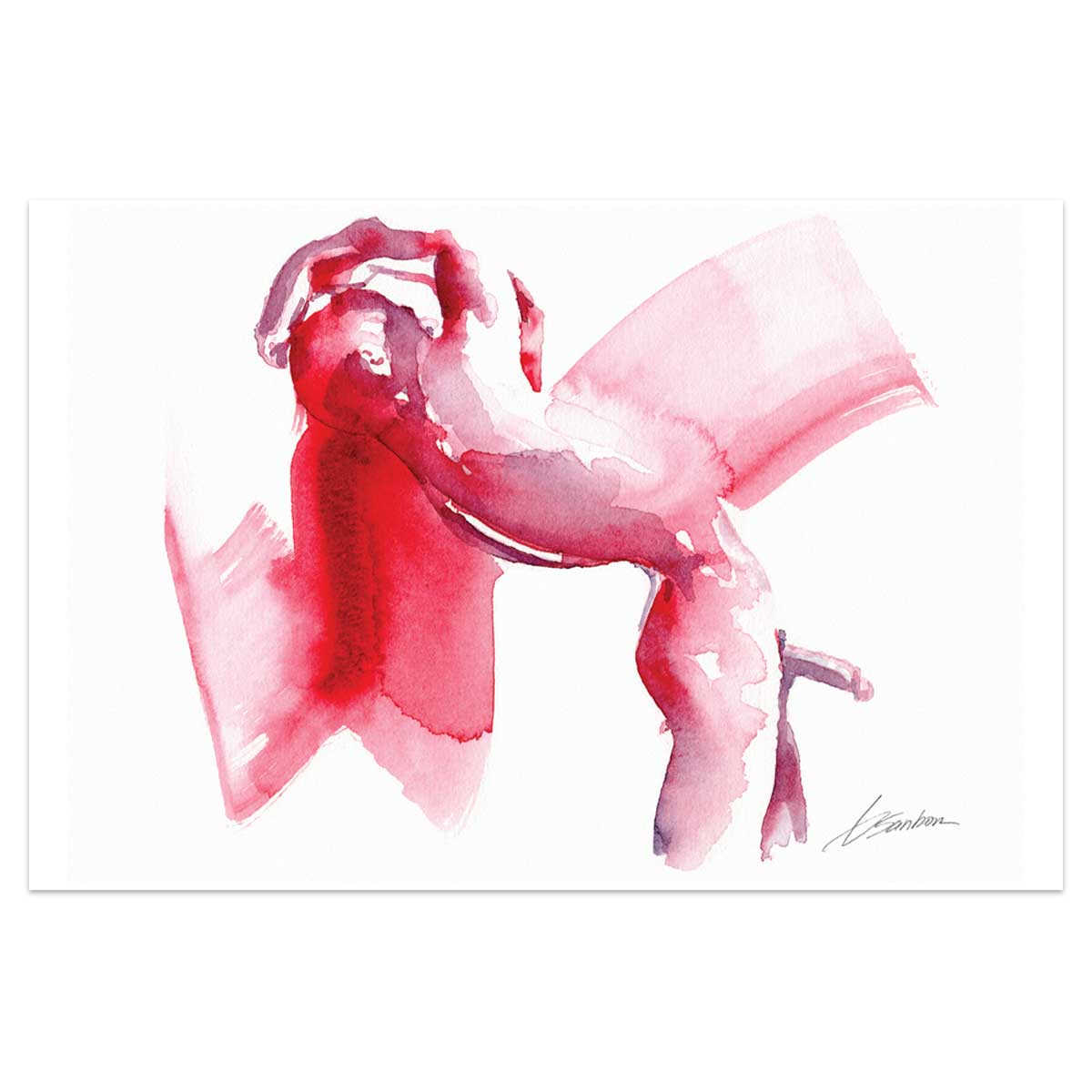 Rosy Embrace Abstract Nude - 6x9" Original Painting