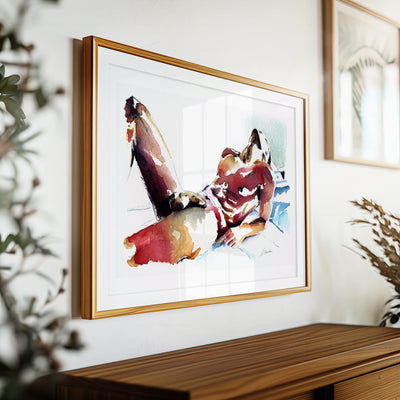 Reclined Nude Male Resting in Sunlight - Art Print Artist Brenden Sanborn