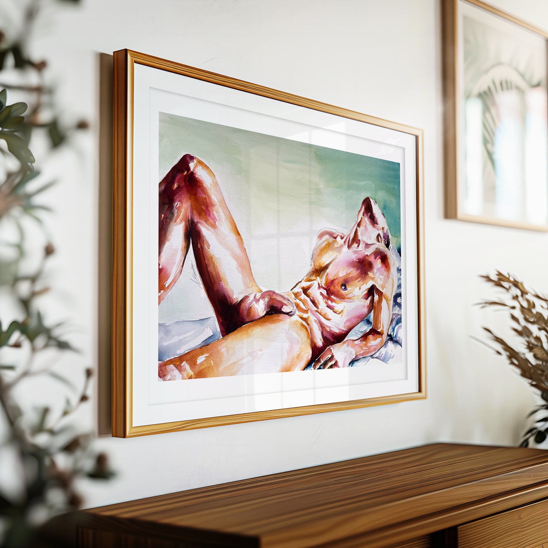 Male Figure Reclining in Ecstatic Surrender - Art Print