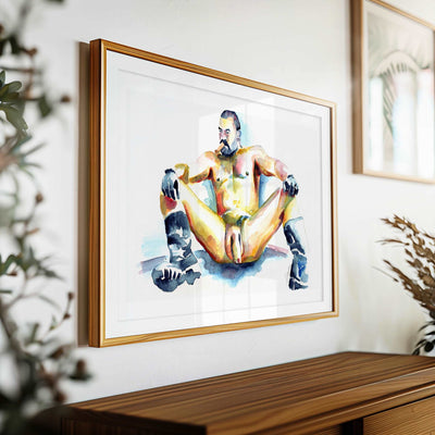 Bearded Man with Cigar and Boots Relaxing - Art Print Artist Brenden Sanborn