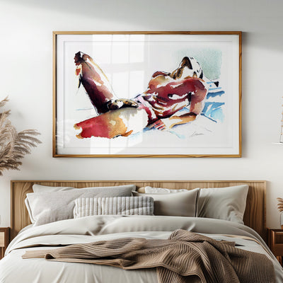Reclined Nude Male Resting in Sunlight - Art Print Artist Brenden Sanborn