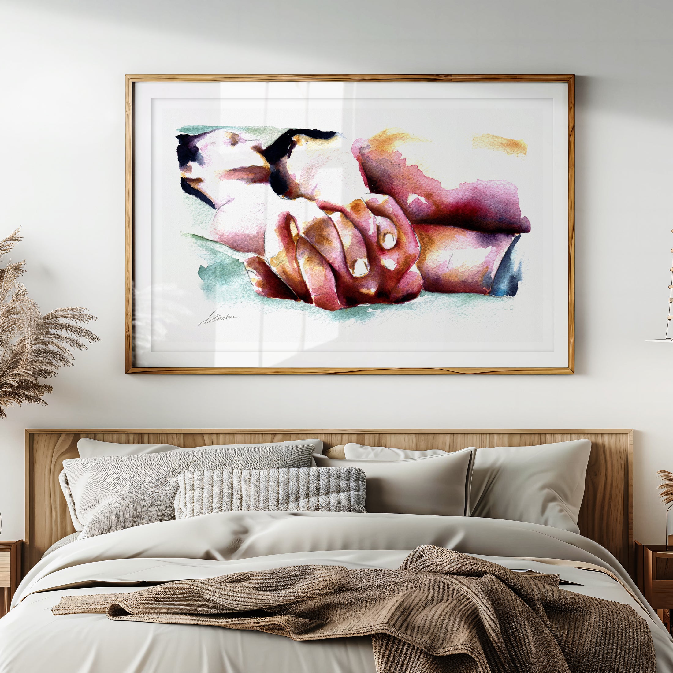 Slumbering Bodies Entwined in Peaceful Embrace - Art Print