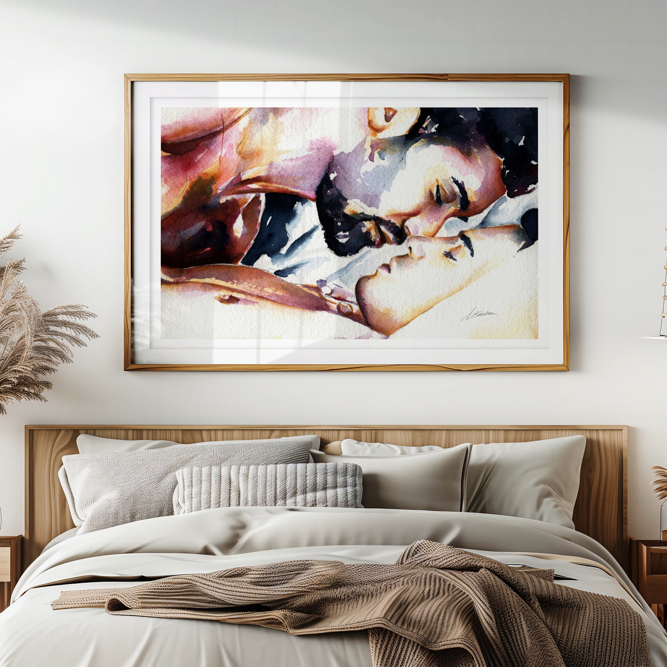 Lovers Resting in Tender Serenity - Art Print