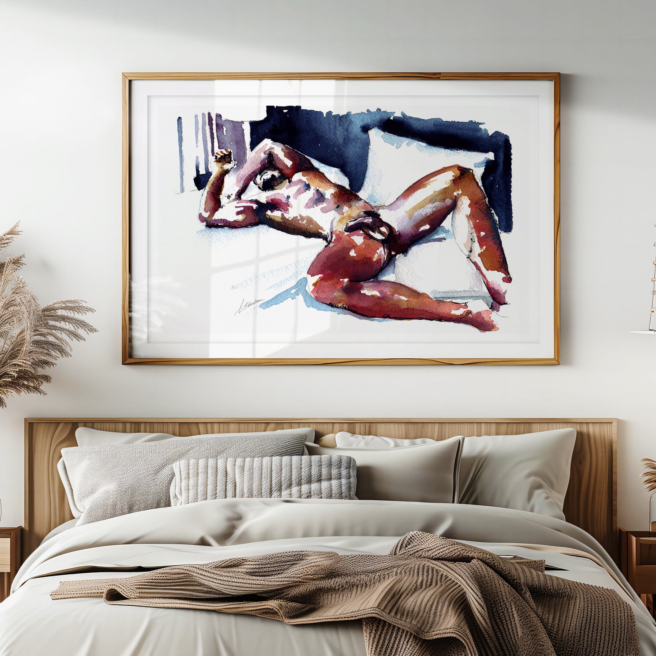 Sleeping Male Nude in Morning Light - Art Print