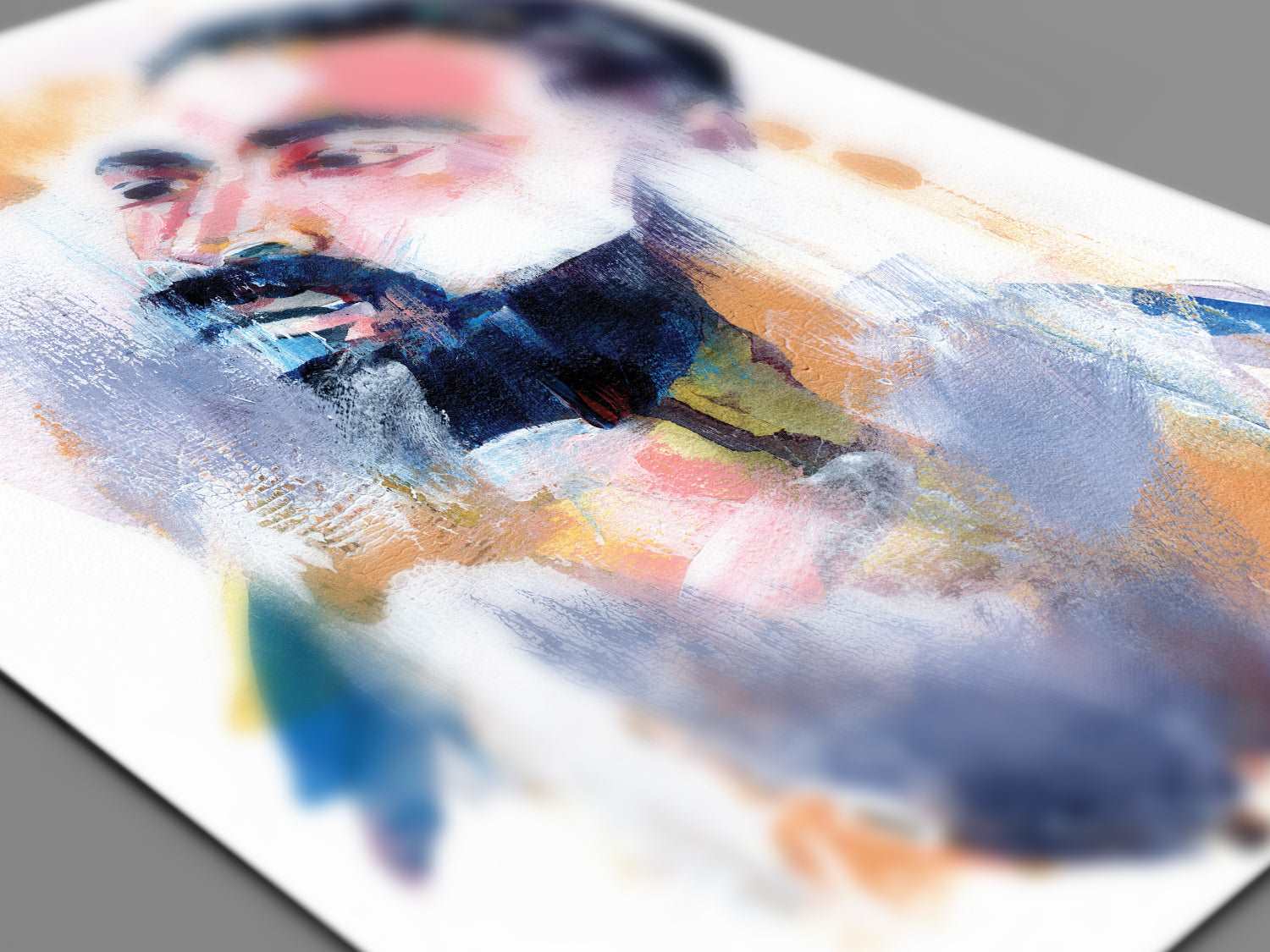 Handsome Bearded Man Looking Upwards - 6x9" Original Watercolor