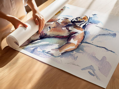 Bear Figure Reclining in Quiet Reverie - Art Print Artist Brenden Sanborn