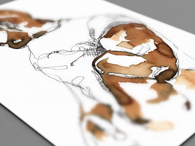 Man lifting his White T-shirt - Original Coffee Art Artist Brenden Sanborn