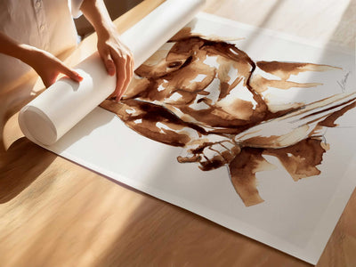 Coffee Nude Pulling Underwear - Art Print Artist Brenden Sanborn