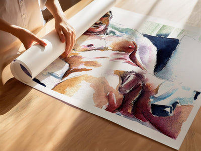Male Nude Resting on White Sheets - Art Print Artist Brenden Sanborn