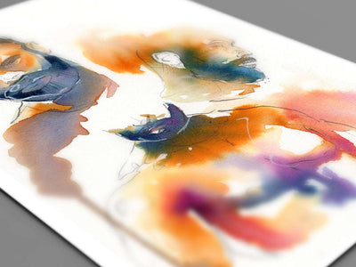 Bearded Trio - Expressive Male Faces with Hairy Chests - 6x9" Original Watercolor Painting Artist Brenden Sanborn