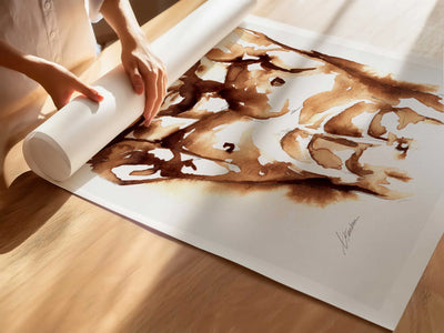 Coffee Nude with Arms Raised - Art Print Artist Brenden Sanborn