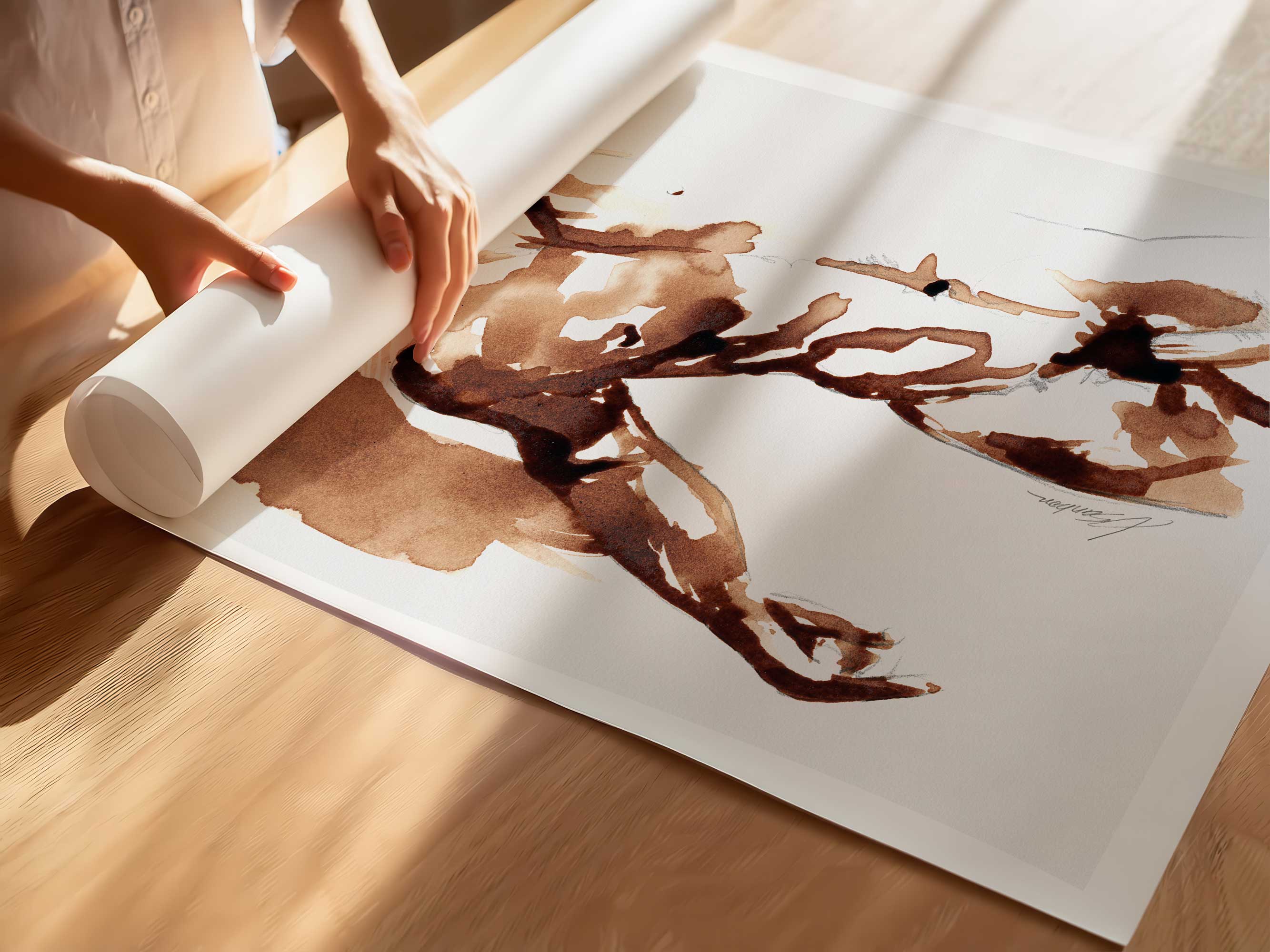 Coffee Nude in Motion - Art Print