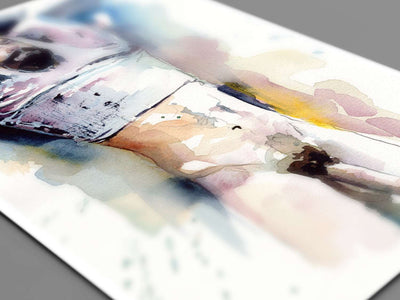 Bearded Man Removing Shirt - 6x9" Original Watercolor Painting Artist Brenden Sanborn