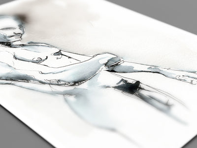 Whispered Strength - Monochrome Muscular Male Contour - 6x9" Original Painting Artist Brenden Sanborn
