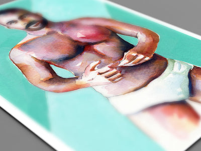 Vivid Confidence - Muscular Man in White Briefs - 6x9" Original Art Artist Brenden Sanborn