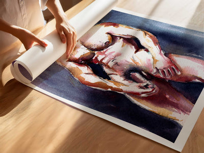 Rugged Male Nude Staring Longingly at His Lover - Art Print Artist Brenden Sanborn