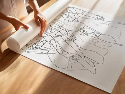 Holding Each Other Together One-Line Drawing of Three Men – Art Print Artist Brenden Sanborn