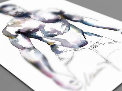Ebony Strength & Whiskered Elegance: Original Watercolor by Brenden Sanborn Artist Brenden Sanborn