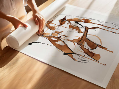 Bearded Male Figure in Coffee and Ink Wearing Jockstrap – Art Print Artist Brenden Sanborn