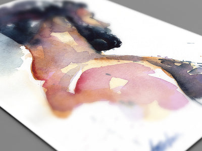 Shadowed Strength - Thick-Haired Chest - 6x9" Original Watercolor Painting Artist Brenden Sanborn