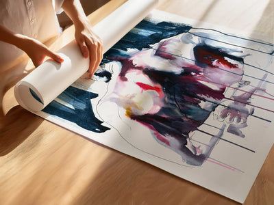 Bearded Male Figure with Broad Back in Reflective Embrace - Art Print Artist Brenden Sanborn