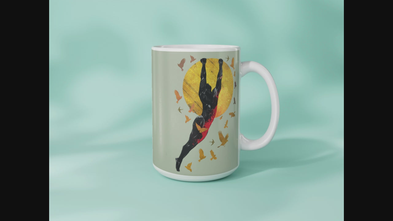 Soaring Man with Birds and Sun – 11oz & 15oz Mugs