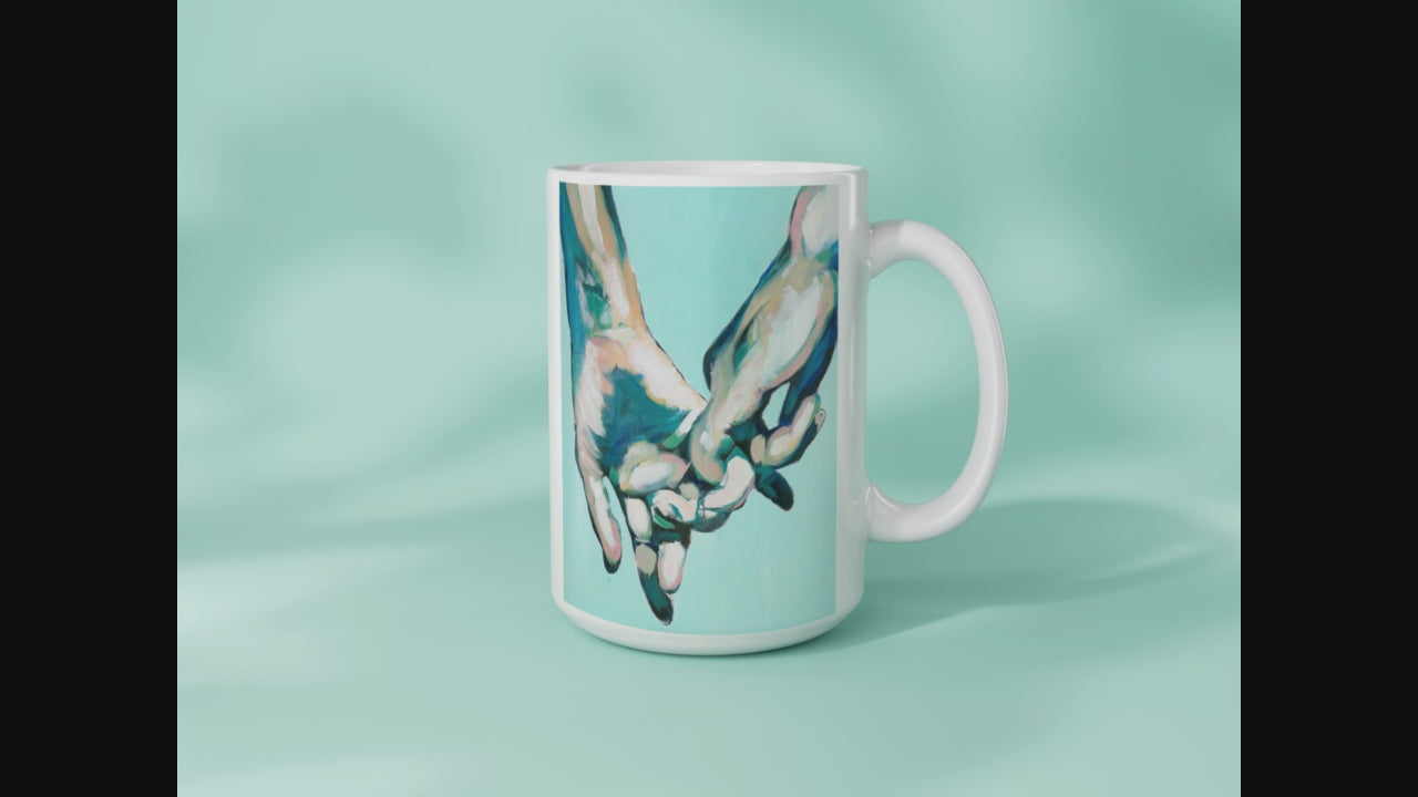 Simple Gesture of Love in Green - Men Holding Hands  – 11oz & 15oz Mugs